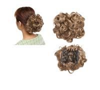 Pièce de cheveux chignon Extension de cheveux synthétiques bouclée à grand peigne, Chignon à Clip, postiche for femmes, couverture Chignon Postiches pour femmes(12H24)