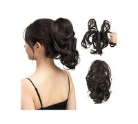 Pièce de cheveux chignon Extensions capillaires synthétiques à pince en queue de cheval, postiche, chignon, faux cheveux naturels noirs et blonds, fausse queue de cochon for femmes, bricolage Postiche