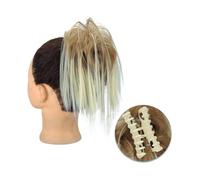 Pièce de cheveux chignon Extensions de cheveux synthétiques avec pince à griffes, Chignon moelleux, chignon noir et blond, faux postiche naturel for femmes Postiches pour femmes(27H613)