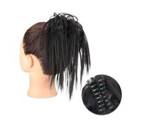 Pièce de cheveux chignon Extensions de cheveux synthétiques avec pince à griffes, Chignon moelleux, chignon noir et blond, faux postiche naturel for femmes Postiches pour femmes(2)