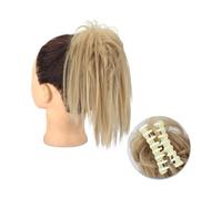 Pièce de cheveux chignon Extensions de cheveux synthétiques avec pince à griffes, Chignon moelleux, chignon noir et blond, faux postiche naturel for femmes Postiches pour femmes(25)