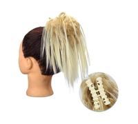 Pièce de cheveux chignon Extensions de cheveux synthétiques avec pince à griffes, Chignon moelleux, chignon noir et blond, faux postiche naturel for femmes Postiches pour femmes(22H613)