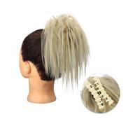 Pièce de cheveux chignon Extensions de cheveux synthétiques avec pince à griffes, Chignon moelleux, chignon noir et blond, faux postiche naturel for femmes Postiches pour femmes(24-613)