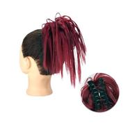 Pièce de cheveux chignon Extensions de cheveux synthétiques avec pince à griffes, Chignon moelleux, chignon noir et blond, faux postiche naturel for femmes Postiches pour femmes(BURG)