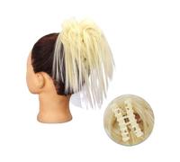 Pièce de cheveux chignon Extensions de cheveux synthétiques avec pince à griffes, Chignon moelleux, chignon noir et blond, faux postiche naturel for femmes Postiches pour femmes(613)
