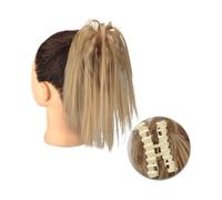 Pièce de cheveux chignon Extensions de cheveux synthétiques avec pince à griffes, Chignon moelleux, chignon noir et blond, faux postiche naturel for femmes Postiches pour femmes(18)