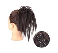Pièce de cheveux chignon Extensions de cheveux synthétiques avec pince à griffes, Chignon moelleux, chignon noir et blond, faux postiche naturel for femmes Postiches pour femmes(4)