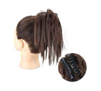 Pièce de cheveux chignon Extensions de cheveux synthétiques avec pince à griffes, Chignon moelleux, chignon noir et blond, faux postiche naturel for femmes Postiches pour femmes(8)