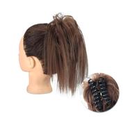 Pièce de cheveux chignon Extensions de cheveux synthétiques avec pince à griffes, Chignon moelleux, chignon noir et blond, faux postiche naturel for femmes Postiches pour femmes(12)
