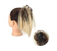 Pièce de cheveux chignon Extensions de cheveux synthétiques avec pince à griffes, Chignon moelleux, chignon noir et blond, faux postiche naturel for femmes Postiches pour femmes(86H10)