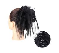 Pièce de cheveux chignon Extensions de cheveux synthétiques avec pince à griffes, Chignon moelleux, chignon noir et blond, faux postiche naturel for femmes Postiches pour femmes(1B)
