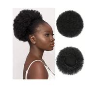 Pièce de cheveux chignon Extensions de queue de cheval bouffantes Afro bouclées, postiches synthétiques courtes for un look et un Style naturels, accessoires capillaires Postiches pour femmes(8cun-1B-