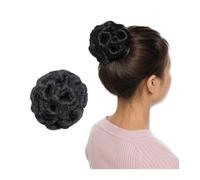 Pièce de cheveux chignon Pince à griffe synthétique en Chignon faux cheveux Chignon Chignon postiche noir brun blond femmes bouclés Chignon Chignon cheveux Postiches pour femmes(Dark black)