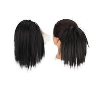 Pièce de cheveux chignon Postiche Chignon synthétique en désordre for femmes, Extension de cheveux lisses, chouchou queue de cheval avec élastique en caoutchouc Postiches pour femmes(Natural Black)