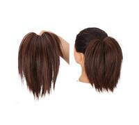 Pièce de cheveux chignon Postiche Chignon synthétique en désordre for femmes, Extension de cheveux lisses, chouchou queue de cheval avec élastique en caoutchouc Postiches pour femmes(Light Brown)
