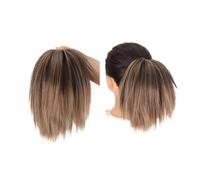 Pièce de cheveux chignon Postiche Chignon synthétique en désordre for femmes, Extension de cheveux lisses, chouchou queue de cheval avec élastique en caoutchouc Postiches pour femmes(18T10)