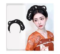 Pièce de cheveux en chignon désordonné pour femmes Cheveux anciens chinois synthétiques, perruque chignon Hanfu couvre-chef élégant coiffure ancienne photographie accessoire de danse perruques noires
