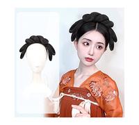Pièce de cheveux en chignon désordonné pour femmes Cheveux anciens chinois synthétiques, perruque chignon Hanfu couvre-chef élégant coiffure ancienne photographie accessoire de danse perruques noires