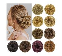 Pièce de cheveux en chignon désordonné pour femmes Messy Bun Hair Piece Wavy Curly Scrunchies Élastique Synthétique Chignon Queue De Cheval Extensions De Cheveux Épais Updo Postiches for Femmes, Faux