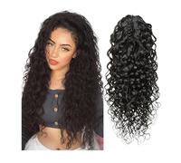 Pièce de cheveux Extensions de queue cheval à pinces, cheveux humains ondulés, Remy Hair, for femmes Fête(18inches)