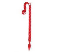 Pièce de cheveux Extensions de queue cheval synthétiques à enrouler autour du chignon avec élastique en caoutchouc, cheveux tressés ombrés Fête(RED)