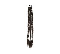 Pièce de cheveux Perruque tressée tendance for filles, tresses torsadées faites à la main, queue de cheval haute, accessoires for cheveux, usage quotidien Fête(Brownish Black)