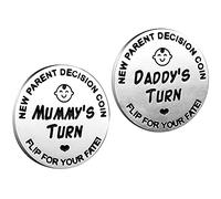 Pièce de décision amusante pour nouveaux parents, cadeau pour maman, papa, nouveau-né, pièce de décision, fête des mères, cadeau de fête prénatale, anniversaire de mariage, acier inoxydable (argent)