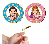 Pièce De Décision Bébé En Métal - Cadeau Original Grossesse, Jeunes Parents, Grands Parents - Jeton Couleur Idéal Naissance Bébé : Fille ou Garçon - Baby Shower - A Qui Le Tour ?