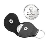 Pièce de décision pour les parents - Pièce de décision double face en acier inoxydable - Pièce de décision pour les nouveaux parents - Pièce souvenir avec porte-clés en cuir, Attribut unique, Voir