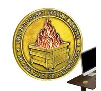 Pièce de défi en alliage pour poubelle - Pièce de défi de feu - Décoration de bureau - Pièce commémorative double face de 3,5 cm - Médaillon amusant pour reconnaissance des employés - Adieu à Kol