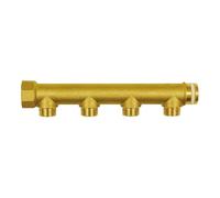 Pièce de distribution, 4 sorties, entrée 2 x 1 1/4 sans joint PTFE, sortie 4 x filetage extérieur 1/2, laiton