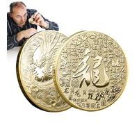 Pièce de dragon du zodiaque chinois | Pièce de collection d'insignes commémoratifs Dragon double face - Année chinoise des pièces de monnaie de dragon 2024, ornements de fer de pièce de monnaie de dra