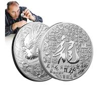 Pièce de l'Année du Dragon | Pièce en relief Dragon traditionnel chinois double face | commémorative de collection d'insignes pour couple, pièce de monnaie de l'année du dragon pour attirer la p