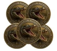 Pièce De Monnaie Alligator Alcatraz Challenge, Pièces Métalliques Collection «No-Escape» des Everglades Floride avec Motif D'alligator Féroce, Nouveau Design Amusant 2025, Cadeau(5PCS)