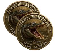 Pièce De Monnaie Alligator Alcatraz Challenge, Pièces Métalliques Collection «No-Escape» des Everglades Floride avec Motif D'alligator Féroce, Nouveau Design Amusant 2025, Cadeau(2PCS)