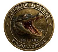 Pièce De Monnaie Alligator Alcatraz Challenge, Pièces Métalliques Collection «No-Escape» des Everglades Floride avec Motif D'alligator Féroce, Nouveau Design Amusant 2025, Cadeau(1PC)