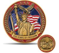 Pièce de monnaie américaine du 250e anniversaire du défi 1776-2026, pièce commémorative 3D en alliage de zinc de 4 cm, fondateurs d'une nation et naissance de la liberté, collection patriotique pour