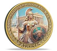 Pièce de monnaie Athena Challenge - Médaillon commémoratif de la déesse de la sagesse et de la guerre, motif grec antique, protecteur de la ville, cadeau inspirant pour les collectionneurs