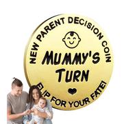 Pièce de monnaie au tour de maman - Pièce de décision parentale double face pour les nouveaux parents | Cadeaux de fête prénatale, pièce de défi, pièce de décision pour les couples