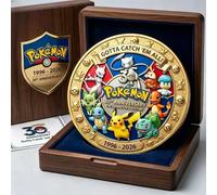 Pièce de monnaie commémorative Pokémon 30e anniversaire, objet de collection, 1996-2026, cadeau commémoratif Pokémon 1pcs