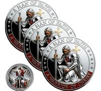 Pièce de monnaie de chevalier templier sacré gardien - Pièce de défi double face avec bouclier de la croix rouge et épée - Médaillon protecteur religieux et cadeau de collection pour vétérans