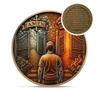 Pièce de monnaie de défi chrétien de choix spirituel - Matthieu 7:13 Jeton religieux de Jésus - Believe in Me God Prière de poche pour étude - Cadeau de foi pour homme, femme, enfant, collègue