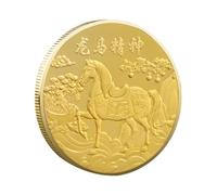 Pièce de monnaie de l'année du cheval 2026 - Décoration dorée du succès du Nouvel An chinois, motif symbolique de fortune | Accent élégant idéal pour magasin de voiture, maison, école, bureau, salon