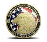 Pièce de monnaie de reconnaissance militaire de la famille américaine - Thank You for Your Service Cadeau idéal pour toutes les branches de l'armée