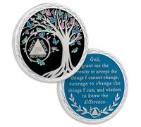 Pièce de monnaie de sobriété de 17 ans - Papillon - Arbre de vie - Puces AA et médaillons - Jeton de sobriété - Cadeau de sobriété pour homme et femme célébrant la récupération des alcooliques