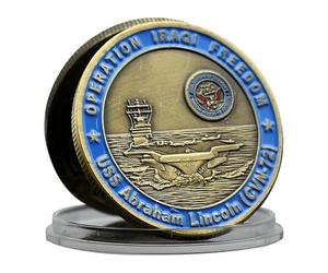 Pièce de monnaie en cuivre Opération Iraqi Freedom Challenge USS Abraham Lincoln Saint George