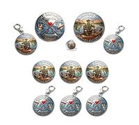Pièce de monnaie et porte-clés The Eternal Fisherman Challenge - Pièce de collection Old Bastards Fishing Club - Cadeau pour les pêcheurs, les retraités (Drink Laugh & Cast Again) (A3)