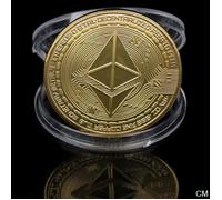 Pièce de monnaie Ethereum plaquée or/argent, pièce commémorative virtuelle, cadeau de Collection d'art, 1 pièce