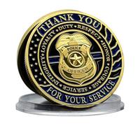 Pièce de monnaie « God Bless The Police Challenge » en métal doré avec inscription « Thank You for Your Service »