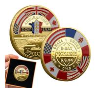 Pièce de monnaie « Happy » - Pièce de monnaie du jour du 80e anniversaire du jour J | Commémorative de la Seconde Guerre mondiale, pièce commémorative de 1944, pièce de collection